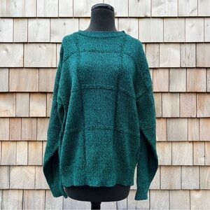 VTG 90s Brittany Bay Green Grid Knit Sweater, L/XL